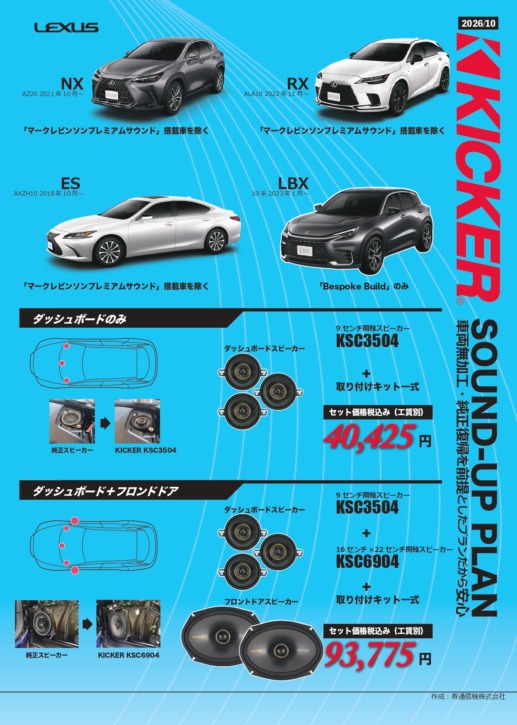 レクサスRXダッシュ上３個スピーカー